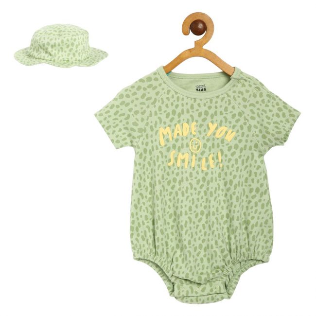 Pack of 2 bodysuit with cap - green