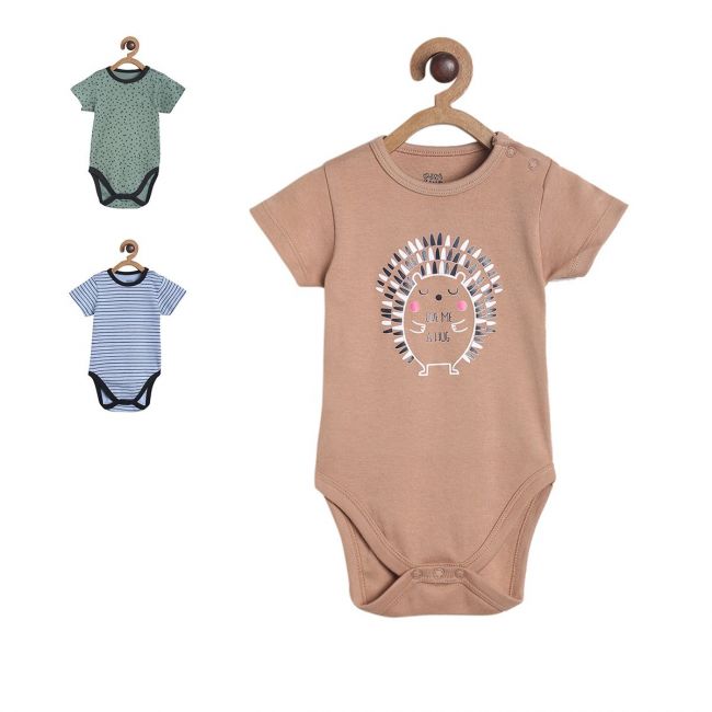 Boys Blue/Grey/Olive 3 Pack Body Suit