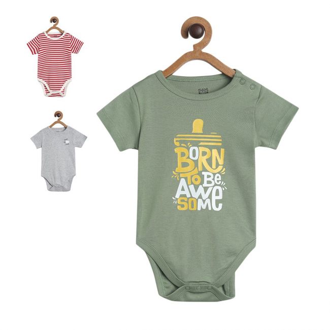 Boys Red/Green/Grey 3 Pack Body Suit
