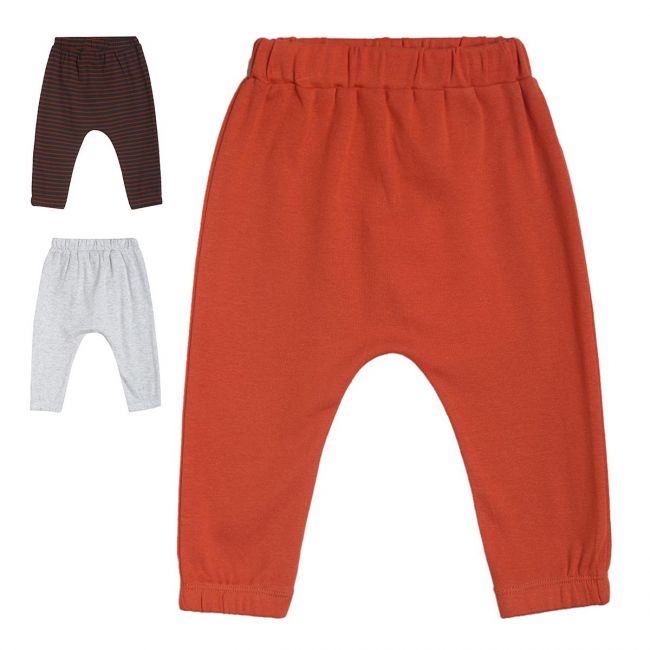 Boys Grey/Orange 3 Pack Knit Bottom