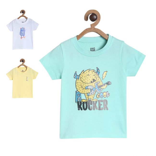 Boys Teal/White/Yellow 3 Pack T-Shirt
