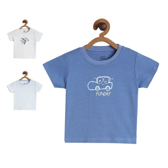 Boys Grey / White / Blue 3 Pack T-Shirt