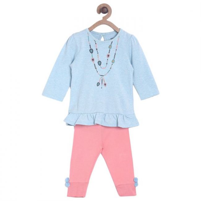 Pack of 2 top and bottom set - light blue & pink