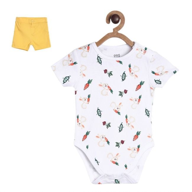 Pack of 2 bodysuit and shorts set - white