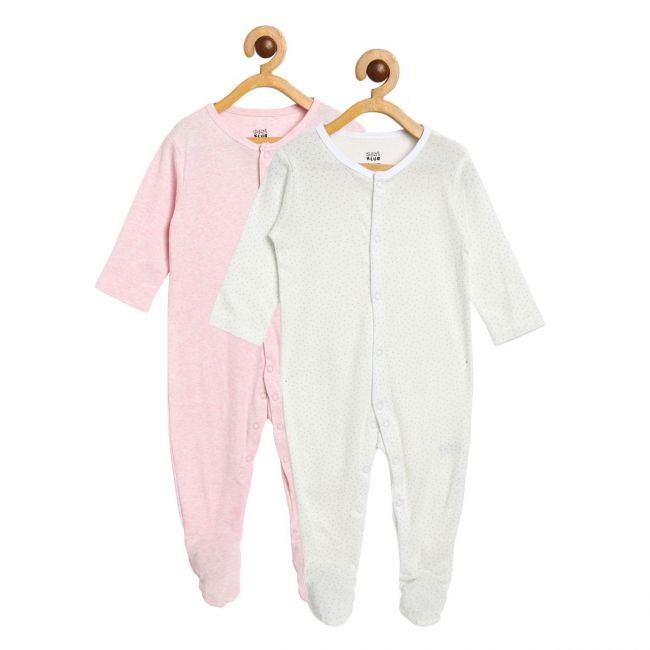 Pack of 2 sleepsuit - white & baby pink