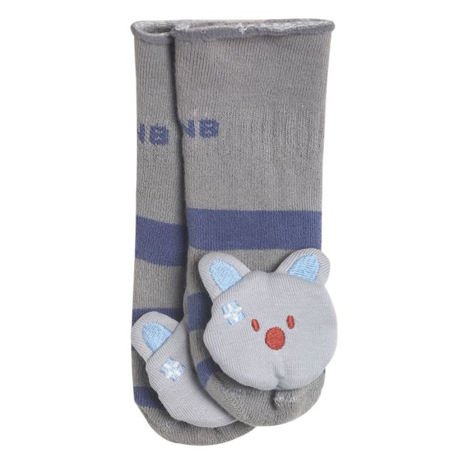 Boys Blue Stripe Bear Socks