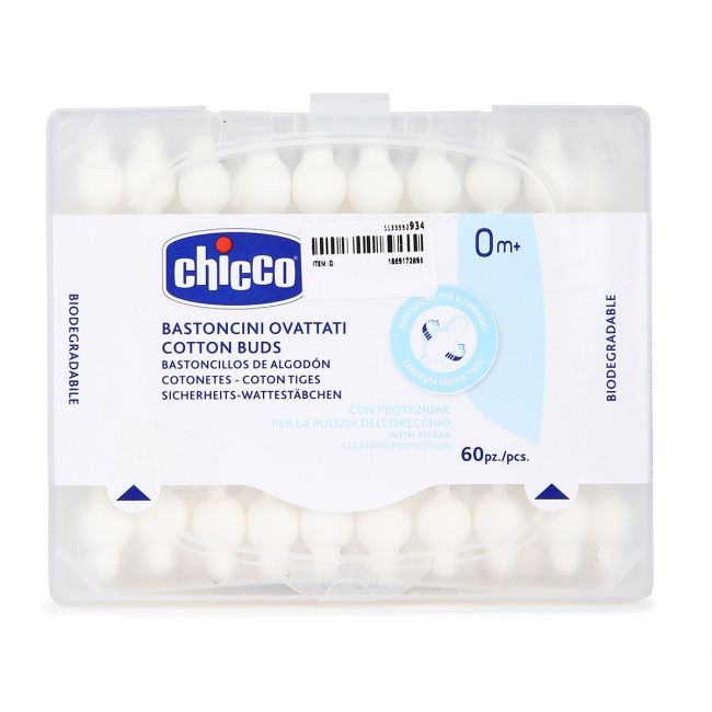Chicco Cotton Buds with Ear Drum Protection - 60 Pieces