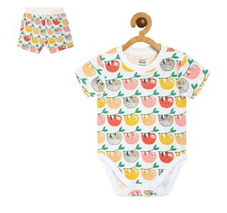 Boys White 2 Piece Body Suit And Bottom
