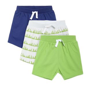 Boys Green/White Base/Navy 3 Pack Shorts