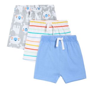 Boys White Base /Grey/Blue 3 Pack Shorts