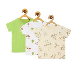 Boys Beige/Green/White Base 3 Pack T-Shirt