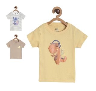 Boys Marshmallow Base/Grey/Yellow 3 Pack T-Shirt