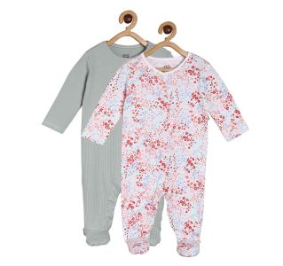 Girls Green/Offwhite Base 2 Pack Sleep Suit