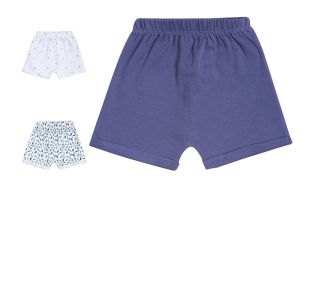 Girls White Base/Blue 3 Pack Shorts