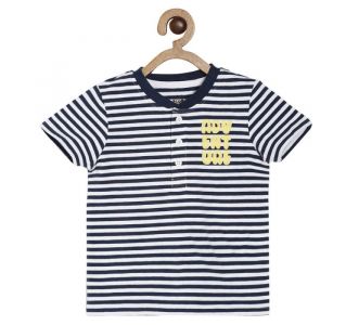 Pack of 1 knit t-shirt - navy stripes