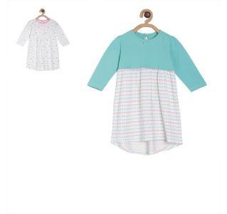 Pack of 2 dress - turquoise blue & white