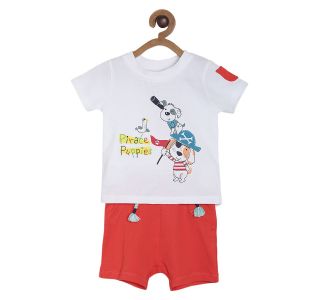 Pack of 2 t- shirt & shorts set - white & red