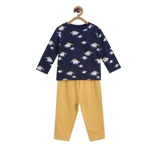 Pack of 2 t-shirt and knit bottom - navy blue & golden brown