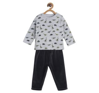 Pack of 2 t-shirt and knit bottom - white & black