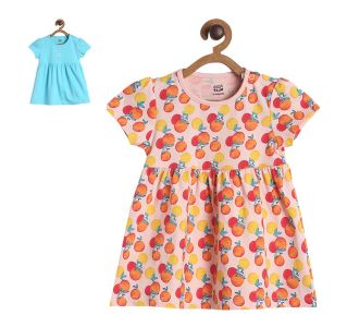 Pack of 2 dress - peach  & red