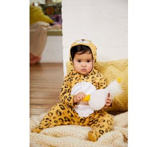 Pack of 1 leopard sleepsuit - pastel yellow